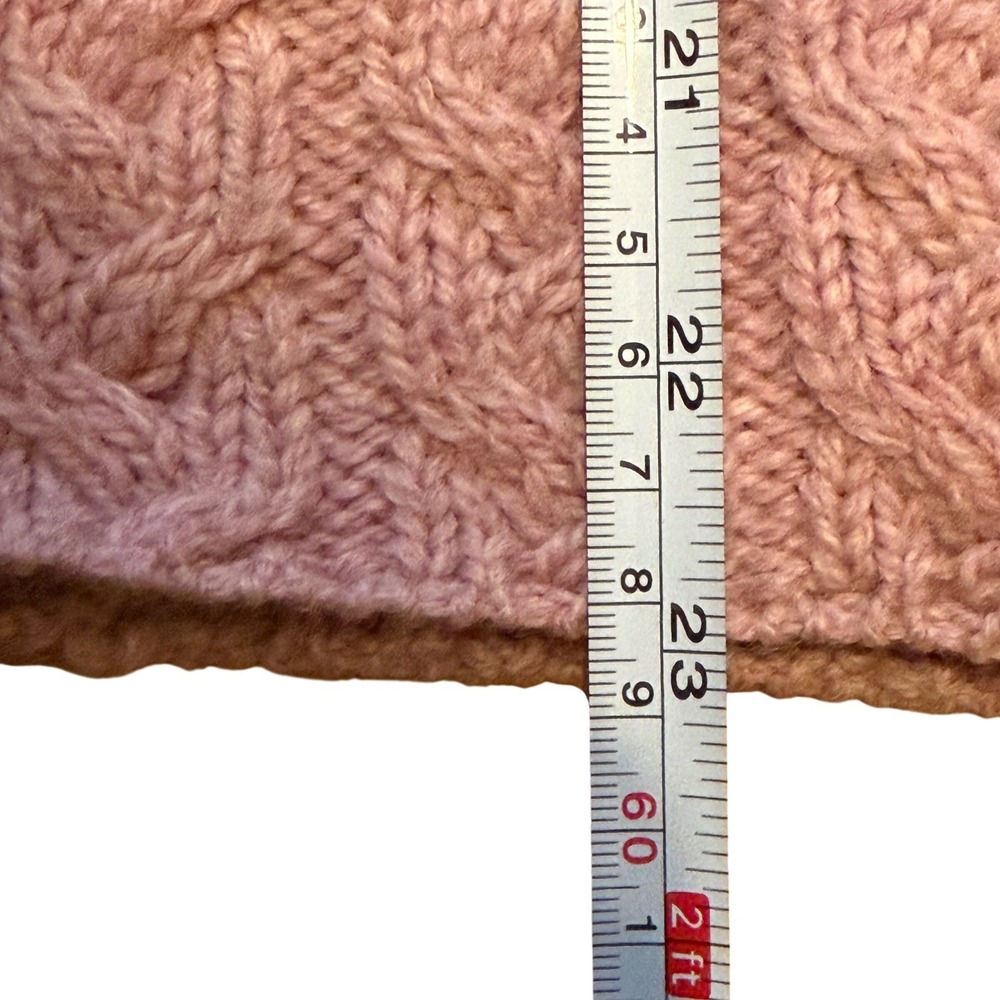 Aran Sweater Market Womens M Merino Wool Cable Knit Sweater Ireland Dusty Rose - Picture 7 of 8